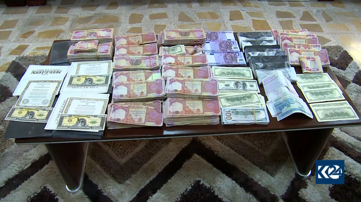 له‌ هه‌ولێر 4 مليۆن دۆلار و 88 مليۆن دينارى ساخته‌ ده‌ستيان به‌سه‌ردا گيرا